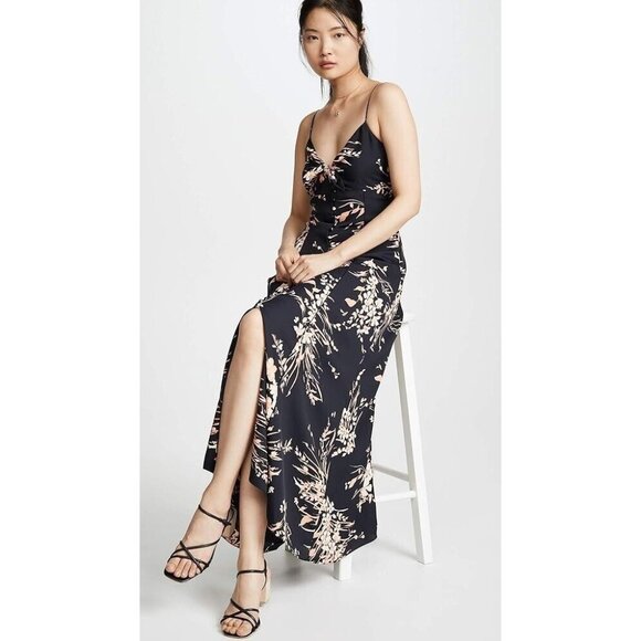 Joie Almona Dress Maxi Black Floral Print Sleeveless Button NWT - Picture 1 of 15